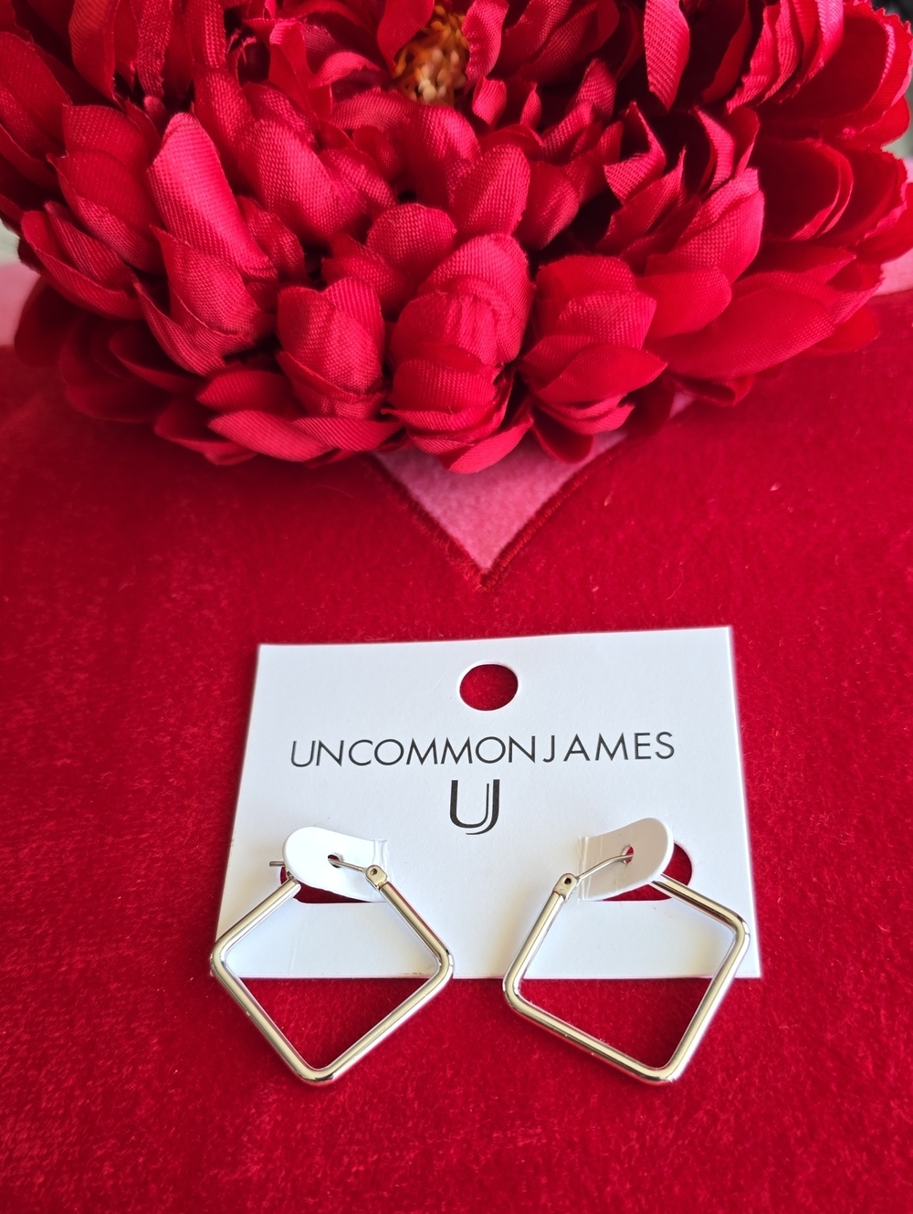 Uncommon James Silver Open Square Girl Boss Drop Earrings